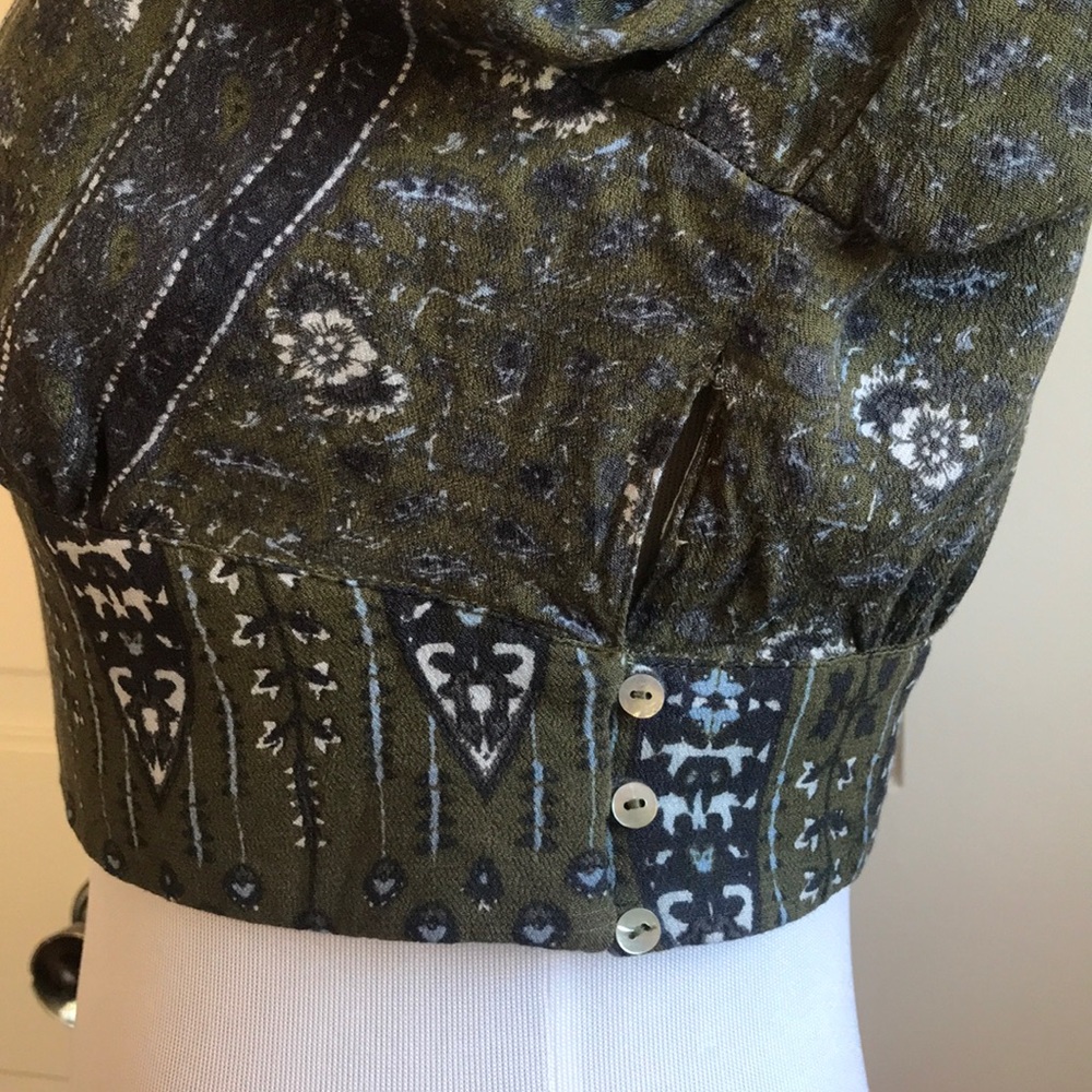 Free People Long Sleeve Print Crop Top - Picture 5 of 8